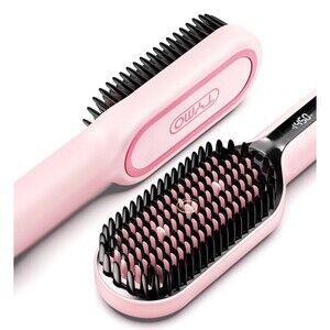 TYMO Ionic Plus  Hair Straightener Brush with 16 Temps, 30s Heat-up Pink
